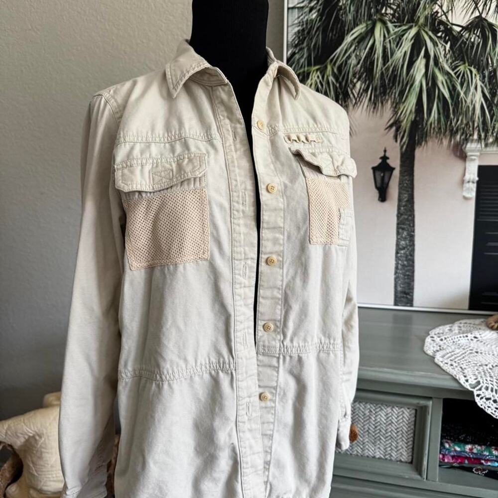 Vintage ralph lauren cream cotton utility shirt